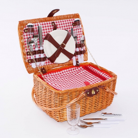 Cesto da picnic in vimini bianco 40X27H20