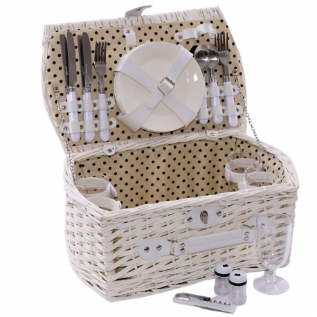 Cesto da picnic in vimini bianco 44X24H19